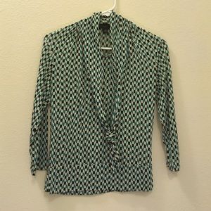 Teal Silk 3/4 Length Office Top
