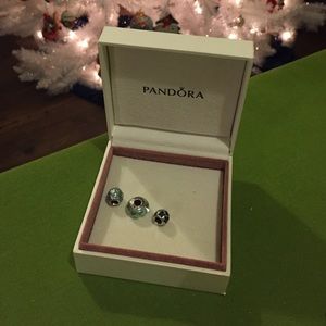 Set of 3 Green/Blue Pandora Charms BoxNotIncluded