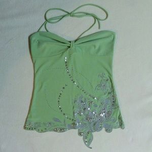 Halter top with silver floral design
