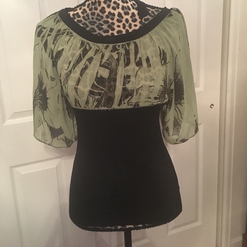 Sheer top with black bodice