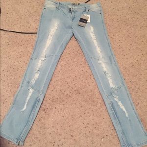Light wash straight legged jeans