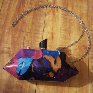 Multicolor Lipstick Clasp Purse with Chain Straps