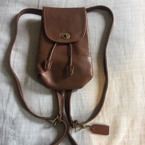 Vintage Coach Camel Leather Drawstring Backpack