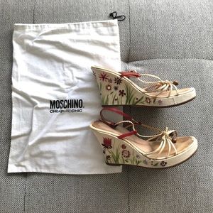 Moschino painted and beaded wedge sandal