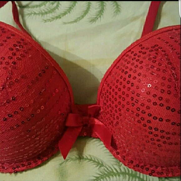 NEW Red Extreme Push Up Bra with Sequins - Picture 6 of 10