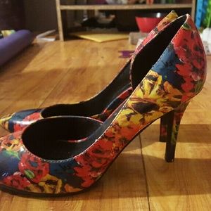 Rainbow Floral Pumps Heels