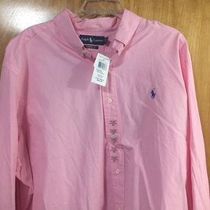 Men's Lon sleeve pink polo NWT size is XXL.