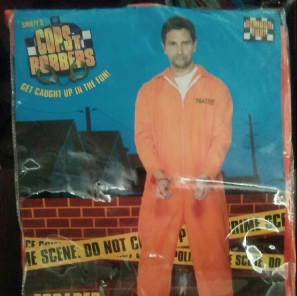 NEW Men's Orange Prisoner Jumpsuit, L