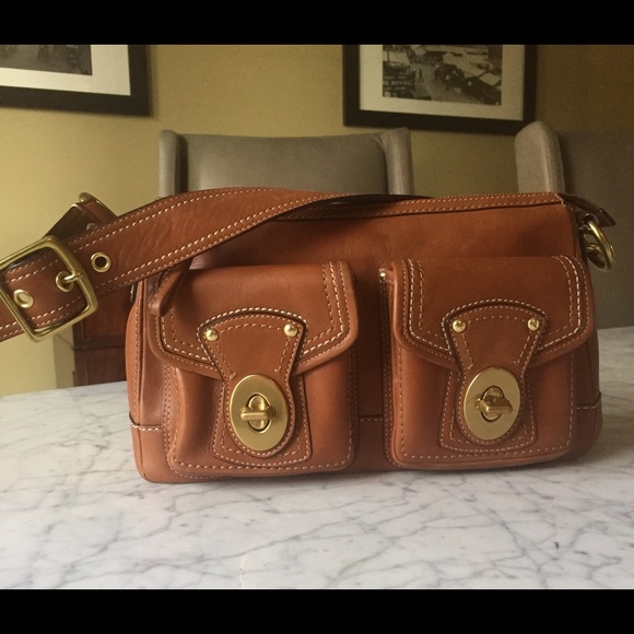 Coach Caramel Shoulder Bag w 2 Exterior Pockets