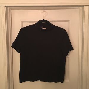 Zara Ribbed Mock Neck Short Sleeve Top