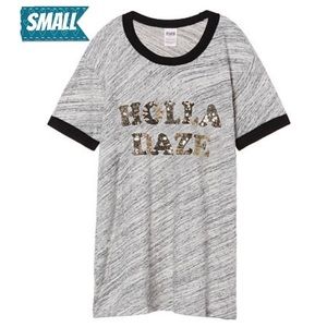 NWT PINK HOLIDAY RINGER CREW TEE
