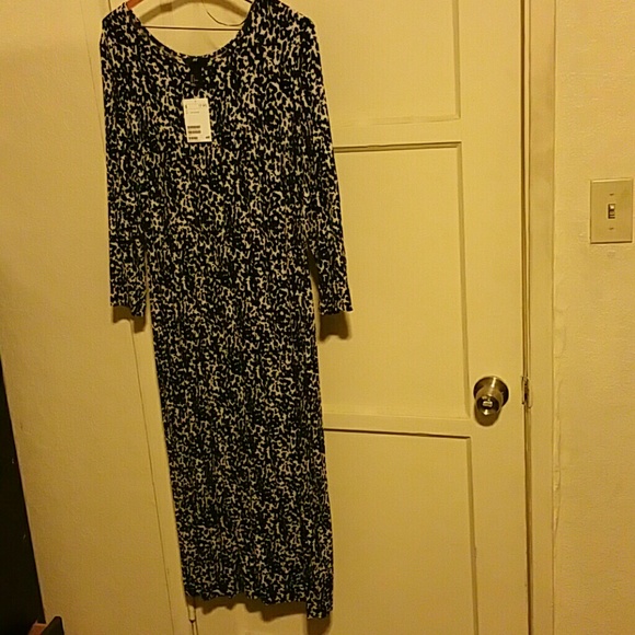 H & M black and white print fitted midi dress - Picture 1 of 1