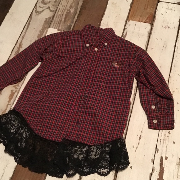 24M Plaid Flannel w/ Lace a Bottom