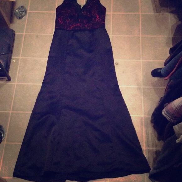 Red with black lace gown