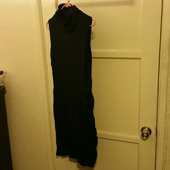 Calvin Klein navy blue turtleneck midi dress