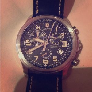 Victorinox 241314 Black Leather Quartz Watch