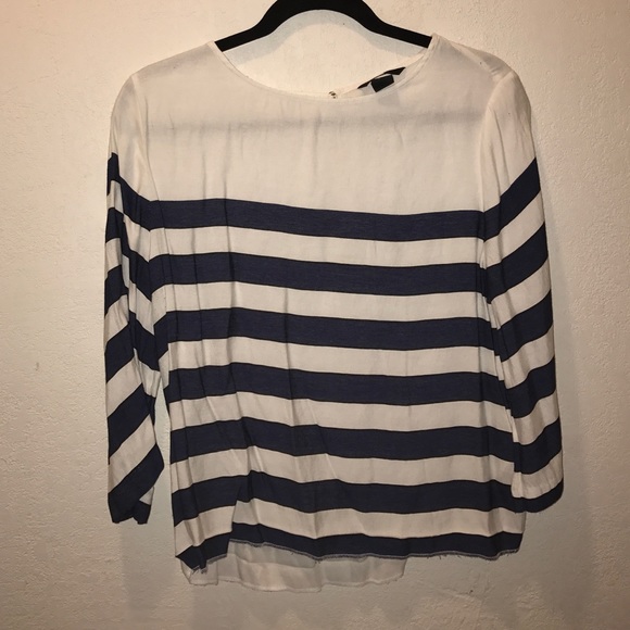 Navy blue and white striped top
