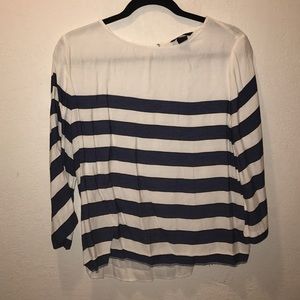 Navy blue and white striped top
