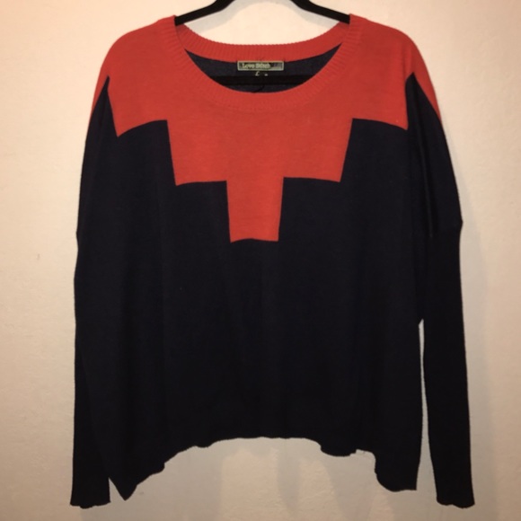 Coral and navy sweater