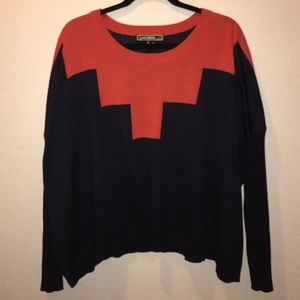 Coral and navy sweater