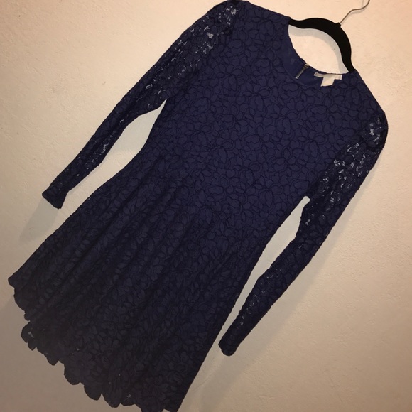 Royal blue long sleeve lace dress