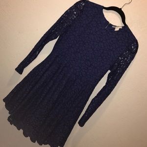 Royal blue long sleeve lace dress
