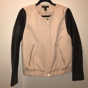 Blush pink and leather bomber jacket