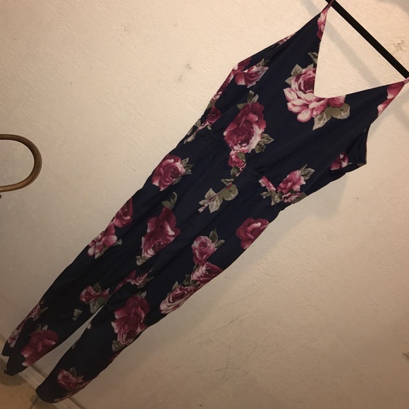 Navy blue floral ROMPER