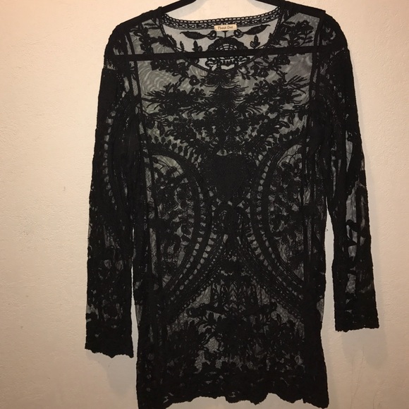 Lace black top or bathing suit cover up
