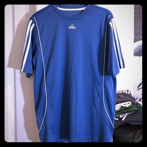 Blue and White Striped Adidas Tee