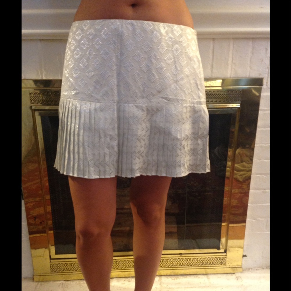 SEXY  ELIE TAHARI  SKIRT METALLIC/SILVER/WHITE