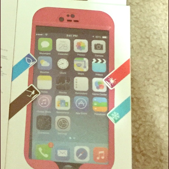 Waterproof 6/6s plus phone case pink w/kickstand