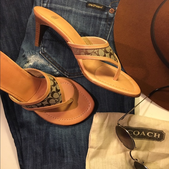 Coach Monogram Leather Sandals - Picture 2 of 4