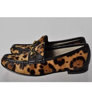 Gucci Horsebit Pony Hair Jaguar Print Loafers SZ 6