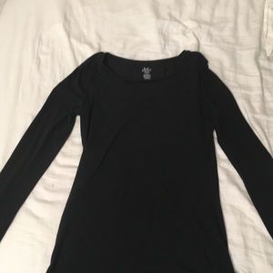 Black long sleeve shirt, high neckline