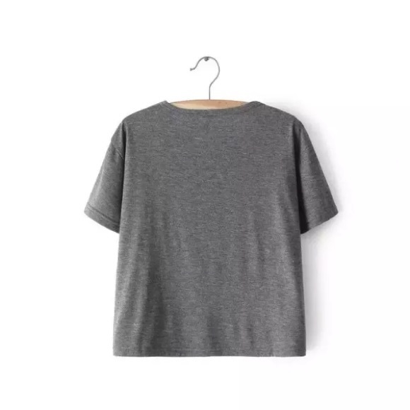 The 'Barbie Perfect' Gray Crop Top T - Picture 2 of 3