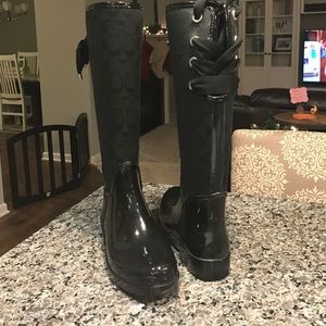 Coach Tristee waterproof rain boots black