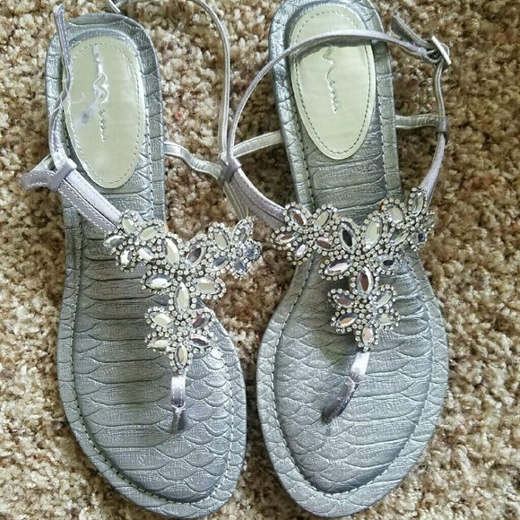 Strappy silver gem sandals