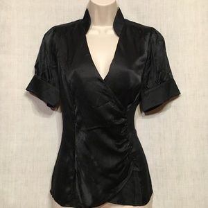 Black Silk Short Sleeve Shirt  Banana Republic