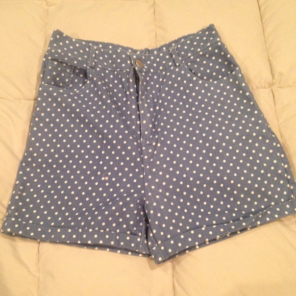 Urban Outfitters High Waist Polka Dot Jean Shorts