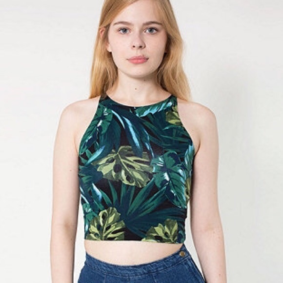 Jungle leaves print crop top