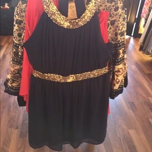 Royal blue with gold sequin detail.