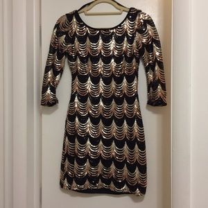 Marciano Sequin Body Con Cocktail Mini Dress