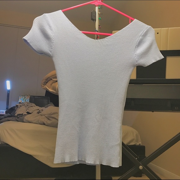 Baby blue ribbed sweater tee