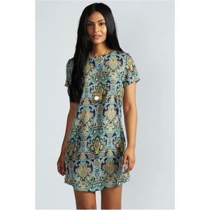 Kelley Paisley Print Short Sleeve Shift Dress NWT