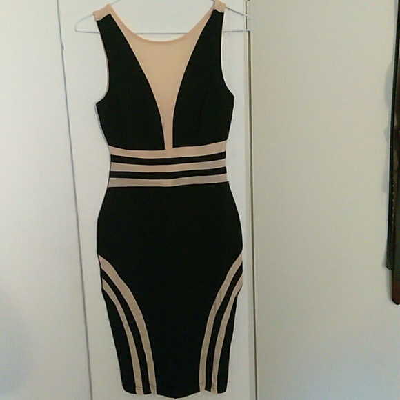SEXY SHEER NUDE & BLACK DRESS (NWOT)