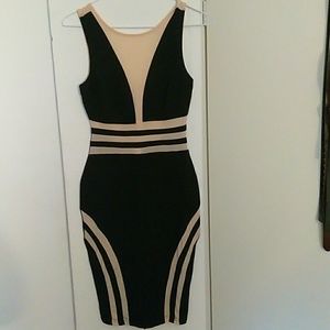 SEXY SHEER NUDE & BLACK DRESS (NWOT)