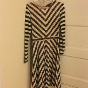 BCBG Navy and White Chevron Dress