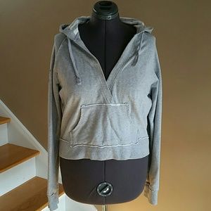 Grey hoodie with embellishment and deep v-neck