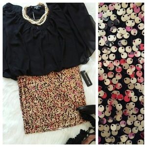 Stunning semi sheer top with sequin bottom.